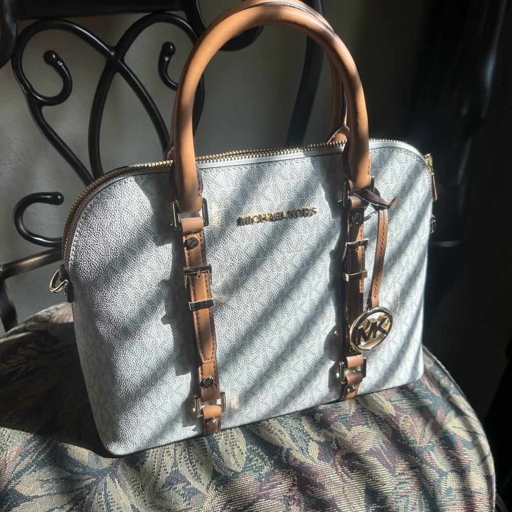 Michael Kors Gray and Tan Women's Bag